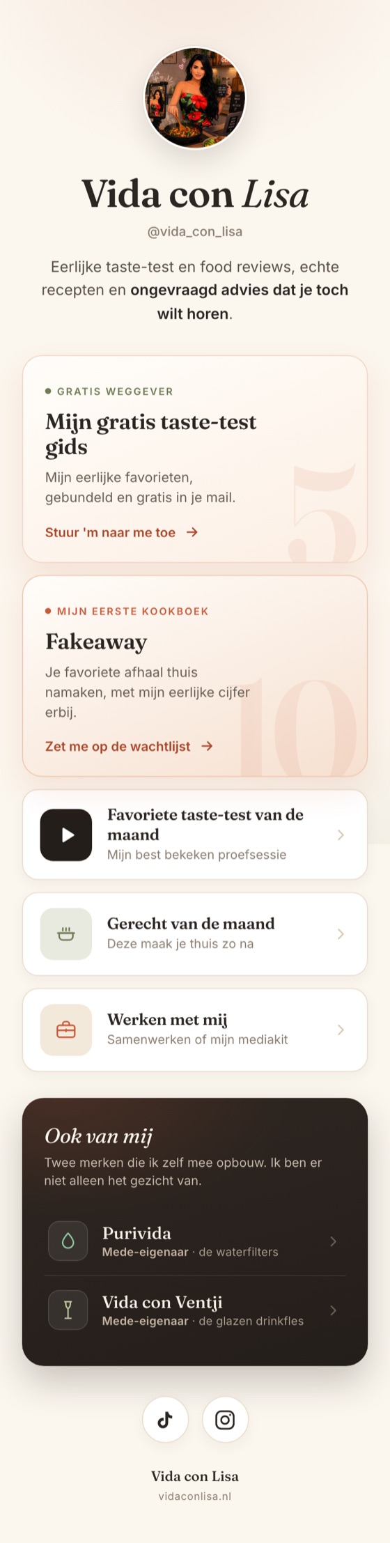 De linkpagina van Vida con Lisa op haar telefoon